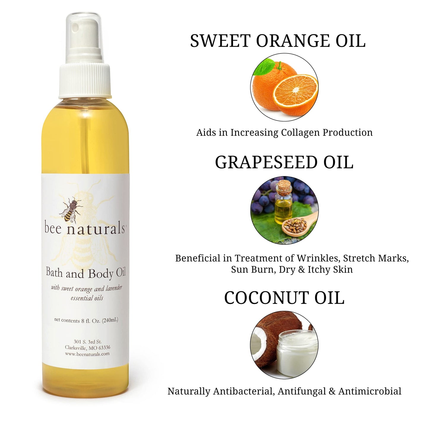 Bee Naturals Bath & Body Oil – 8 oz | Luxurious Skin Moisturizer