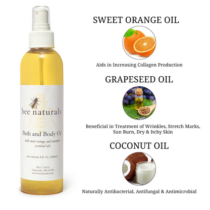 Bee Naturals Bath & Body Oil – 8 oz | Luxurious Skin Moisturizer