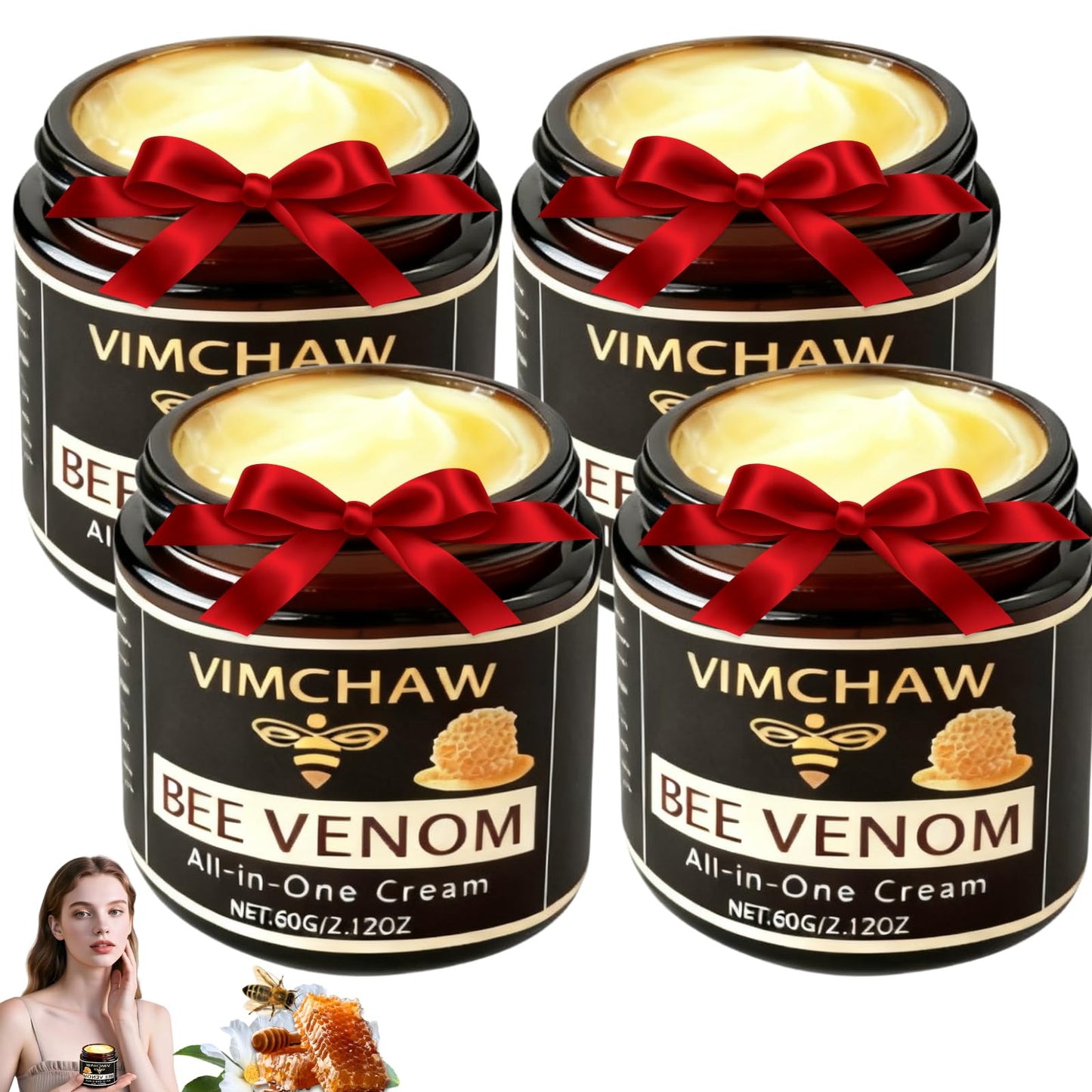 Bee Venom Skin Revitalizing Cream – Advanced Firming & Smoothing (Face & Body), 60g 4-Pack