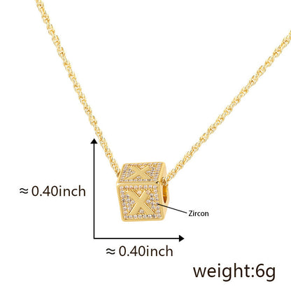 Cube 26 A-Z English Letter Pendant Necklaces