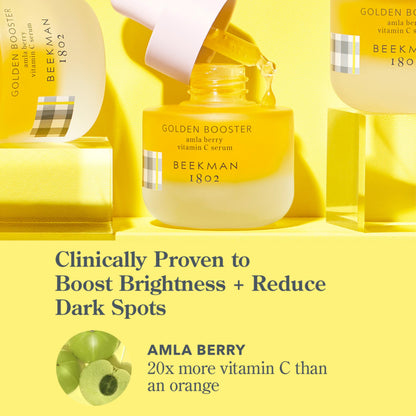 Beekman 1802 Golden Booster Amla Berry Serum – Fragrance Free, Plant-Based Vitamin C for Sensitive Skin | Cruelty Free, 1 fl oz