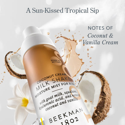 Beekman 1802 Milk Shake Body Mist – Coconut Cream, 4.7 oz | Hydration for Sensitive Skin, Cruelty Free