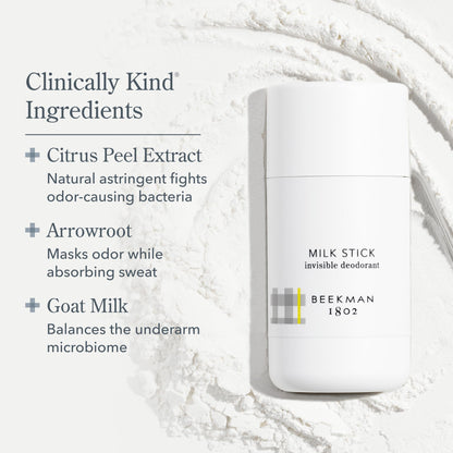 Beekman 1802 Milk Stick Whole Body All-Day Invisible Deodorant – Aluminum-Free, Citrus Scent, 2.5 oz