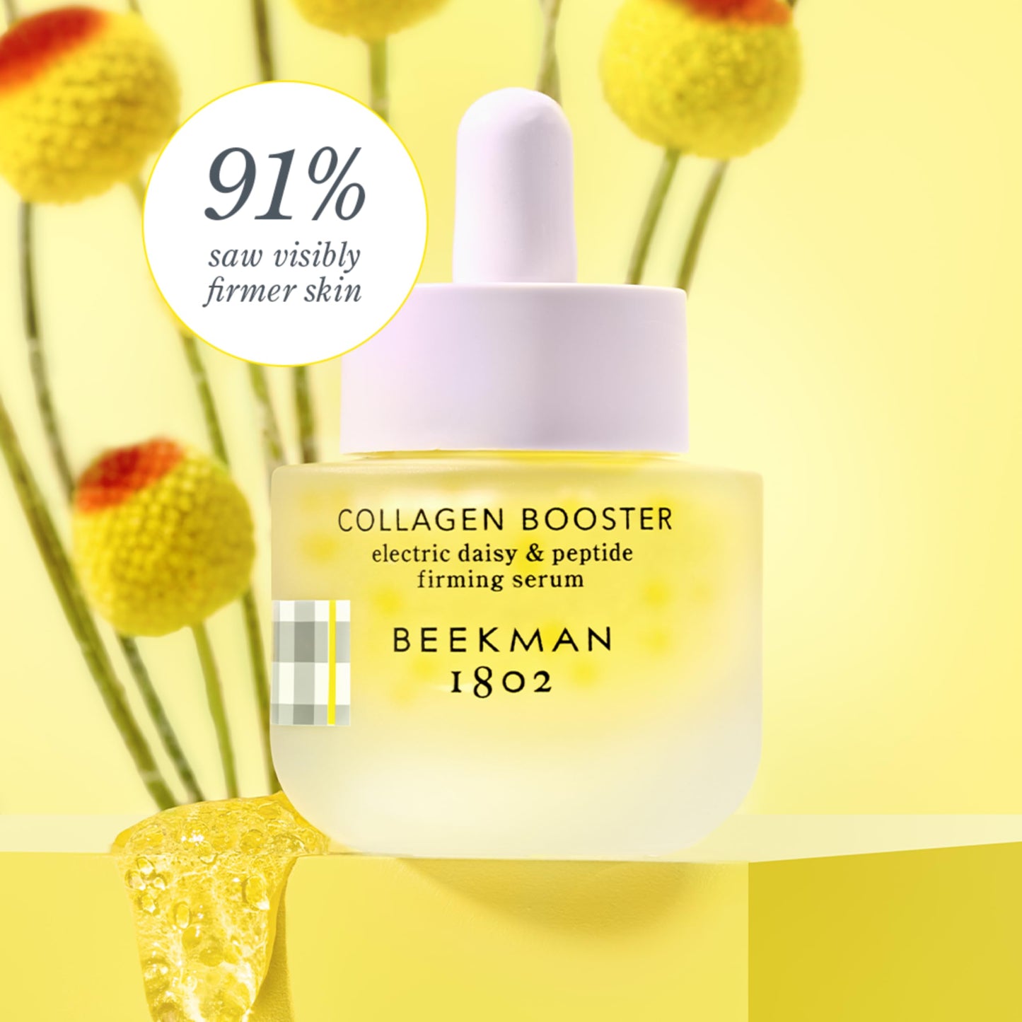 Beekman 1802 Collagen Booster Serum – Electric Daisy & Peptide Firming, Fragrance Free, 0.5 fl oz