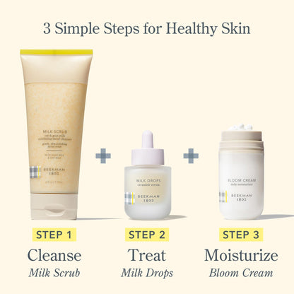 Beekman 1802 Oat + Goat Milk Exfoliating Scrub - Fragrance-Free Gentle Facial Polish for Sensitive Skin
