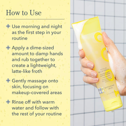 Beekman 1802 Micellar Milk Froth Gel to Foam Cleanser – 2-in-1 Makeup Remover, Goat Milk & Golden Sea Moss, Fragrance Free, Sensitive Skin Safe, 5.0 fl oz