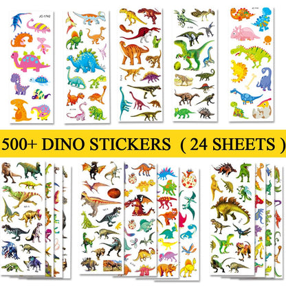 Beestech 24 Sheets Dinosaur Stickers – 450+ Dinos for Kids, Rewards & Party Favors