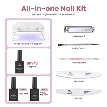 Beetles Gel Nail Polish Kit with UV Light – DIY Home Manicure Starter