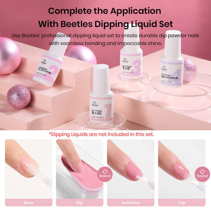 Beetles Pink Dip Powder Nail Kit — 6 Nude Pink Shades, No Lamp Needed, Long-Lasting & Cruelty-Free