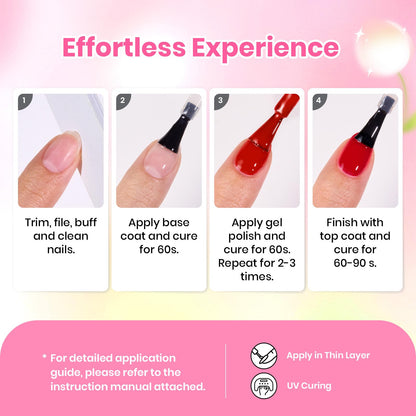 Beetles Spring Gel Nail Polish Set – 36 Jelly Colors with Base & Top Coats | Gift-Ready Kit