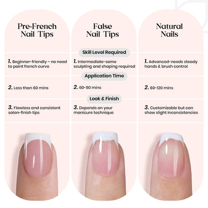 Beetles French Tips Press On Nails – 210 Pink Medium Almond Tips for At-Home Salon Quality
