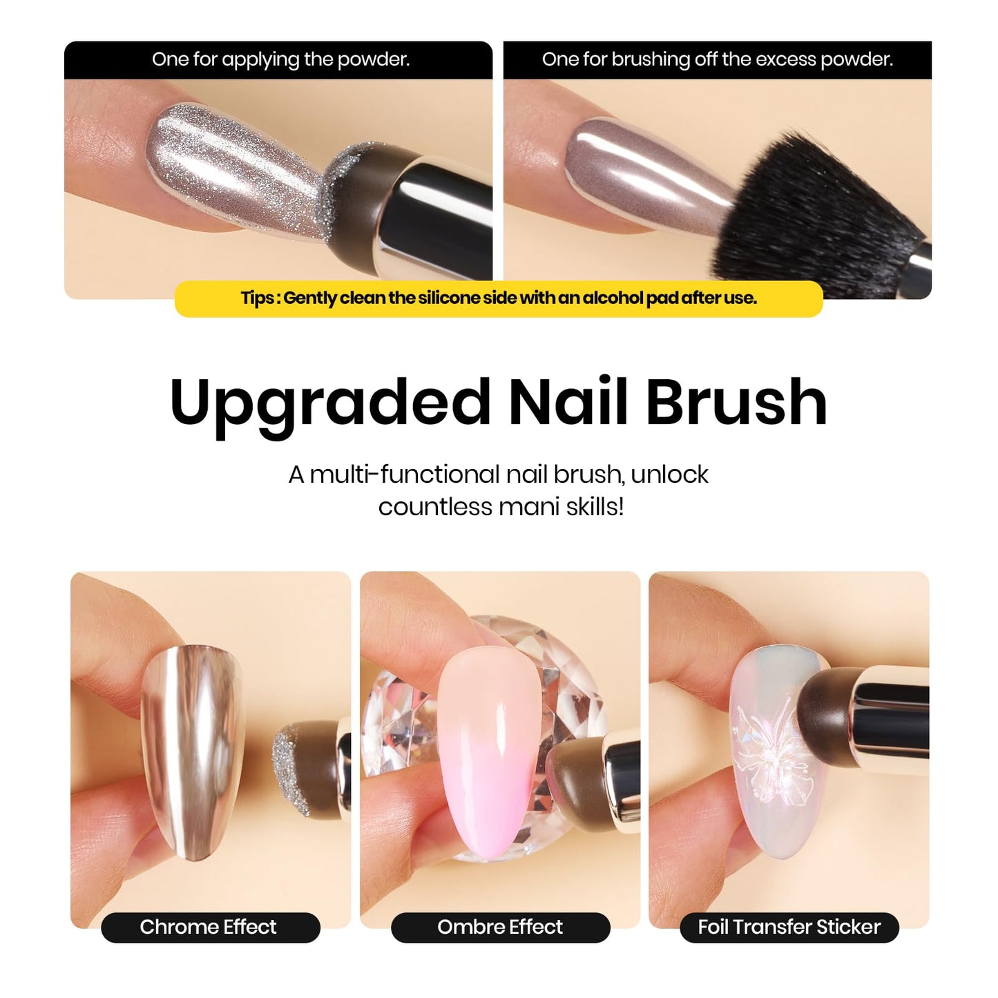 Beetles Chrome Nail Powder Aurora Pearl Kit — 6 Colors + Base & Top Gel