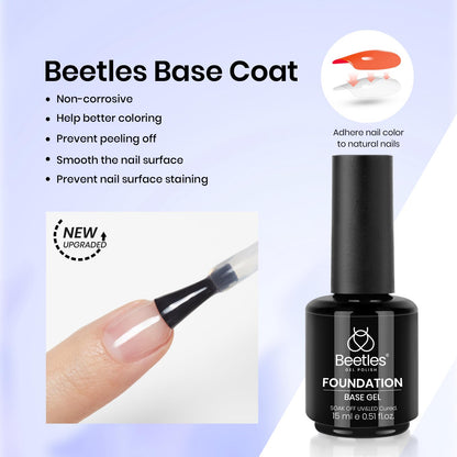 Beetles Builder Gel Kit 15ml 3Pcs with No-Wipe Top Coat & Base Coat for Nail Extensions