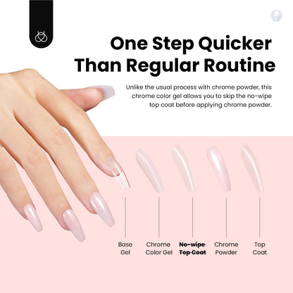 Beetles Chrome Nail Powder Gel Polish Kit – Pearl Glazed Donut Mirror Finish with Base & Top Coat
