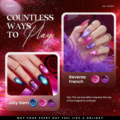 Beetles Cat Eye Gel Nail Polish Set – 20 Colors + Magnet Pen, Base & Top Coats, Soak Off UV/LED