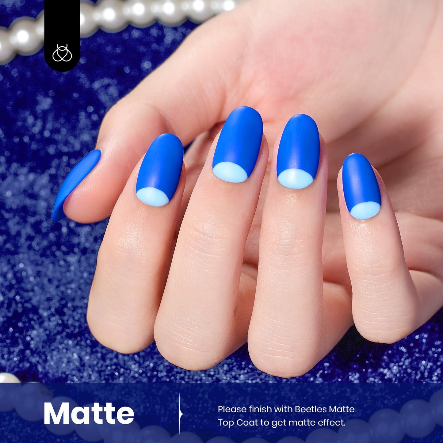 Beetles Blue Gel Nail Polish 15ml – Noble Night (Royal Blue, F182) | Soak-Off UV/LED, Cruelty-Free