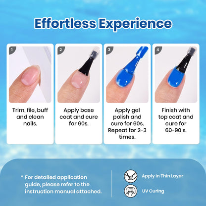 Beetles Blue Gel Polish Set – 6 Ocean-Blue Colors (7.5ml each) | UV/LED, Soak Off