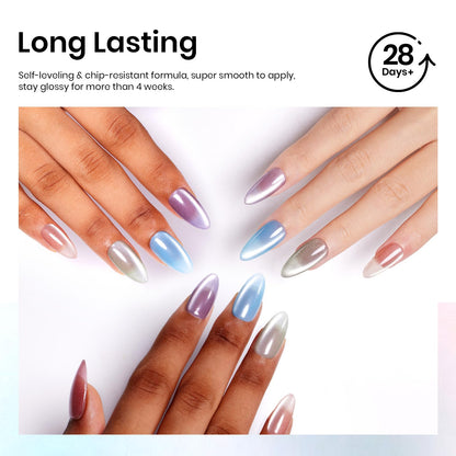 Beetles Cat Eye Gel Nail Polish Set – 6 Colors + Magnet, Soak-Off UV/LED, Home Manicure Kit
