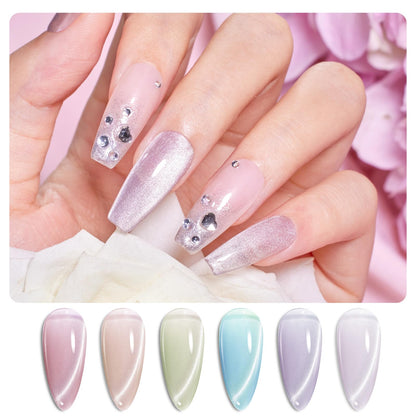 Beetles Cat Eye Gel Nail Polish Set – 6 Colors + Magnet, Soak-Off UV/LED, Home Manicure Kit