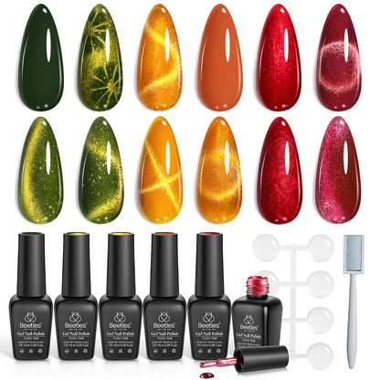 Beetles Cat Eye Gel Nail Polish Set — 6 Colors with Magnetic Kit (Soak-Off, LED)