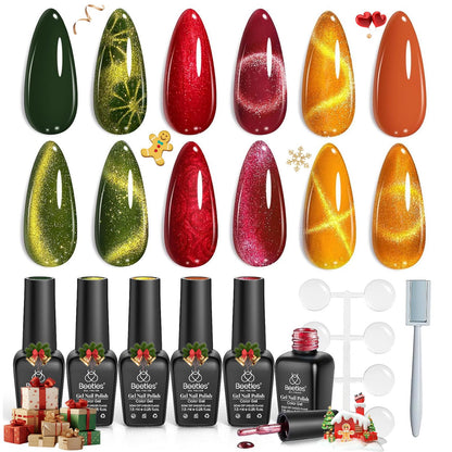 Beetles Cat Eye Gel Nail Polish Set — 6 Colors with Magnetic Kit (Soak-Off, LED)