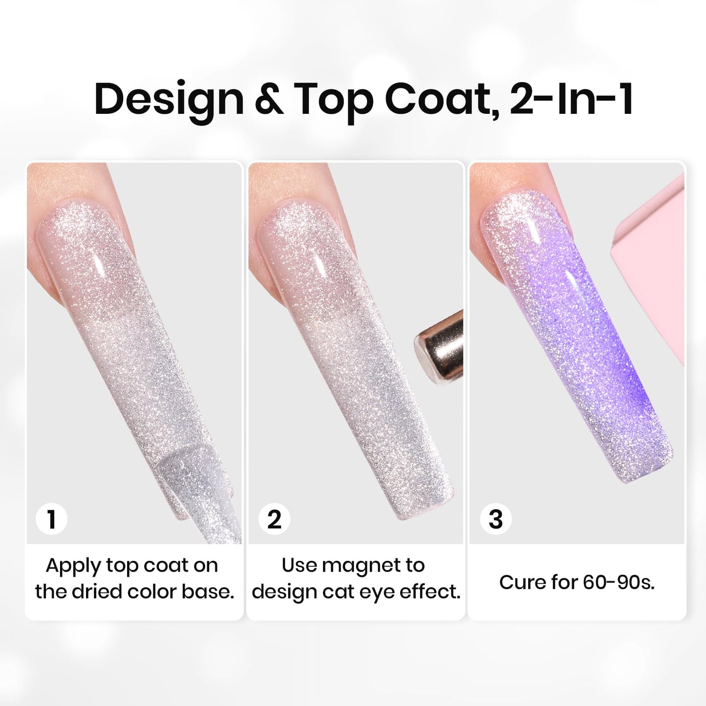 Beetles Cat Eye Gel Top Coat – 2-in-1 Magnetic Top Coat for Cat Eye Nail Art