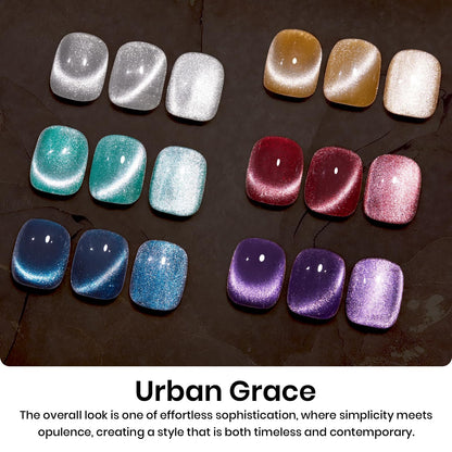Beetles Cat Eye Gel Nail Polish Set – 6 Magnetic Colors & Holographic Glitter