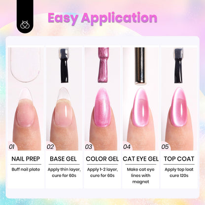 Beetles Cat Eye Gel Nail Polish Set — 6 Magnetic Chameleon Colors