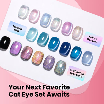 Beetles Cat Eye Gel Nail Polish Set – Porcelain Glow, 6 Colors + Magnetic Effect