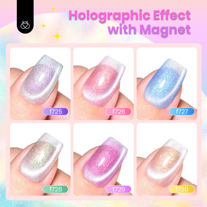 Beetles Cat Eye Gel Nail Polish Set — 6 Magnetic Chameleon Colors