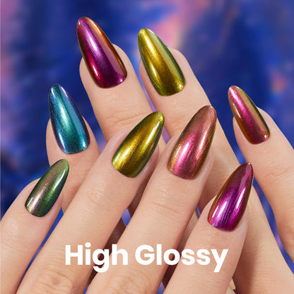 Beetles Chrome Nail Polish Set – Chameleon Ember (6 Colors), Quick Dry & Long-Lasting Shine