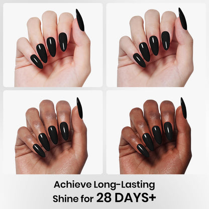 Beetles Gel Polish 3-Piece Set: No-Wipe Top Coat, Base Coat & Audrey Black – 28+ Day Shine
