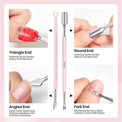 Beetles Gel Polish Manicure Kit: Cuticle Remover, 3-Piece Pink Set + Storage Pouch