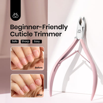 Beetles Cuticle Trimmer – 0.16-Inch Fine Jaw Nail Cuticle Nippers, Stainless Steel, Pink, Beginner Friendly