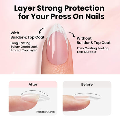 Beetles Gel Polish 4Pcs 15ml HEMA-Free Nail Tips Glue Kit with Builder Gel, No Wipe Top Coat & Portable Nail Lamp