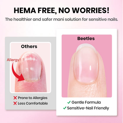Beetles Etch-X Gel Nail Kit: 288pc Short Square Tips, 12 Sizes, HEMA-Free Base/Top Coat & Glue – DIY Nails at Home