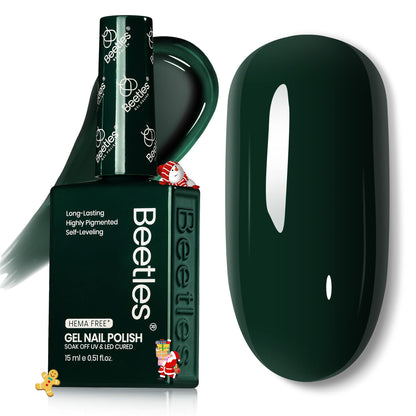 Beetles Green Gel Nail Polish 0.51oz – Forest Green, HEMA-Free, Cruelty-Free, Soak-Off UV Gel