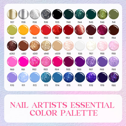 Beetles Gel Liner Nail Art Set – 50 Color Gel Polish Kit with French Tip, Glitter, Swirl & Cat Eye