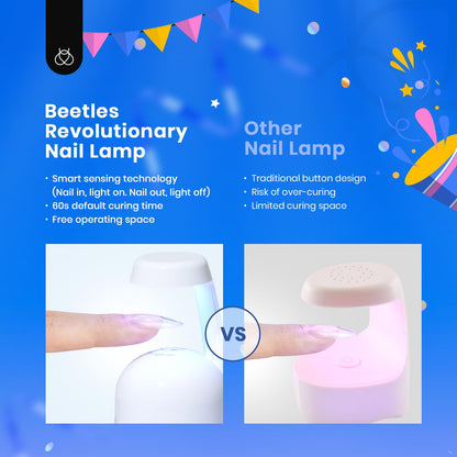 Beetles Gel Nail Kit Etch-X Almond Medium — 500pcs, 12 Sizes, Mini 5-in-1 Glue Lamp