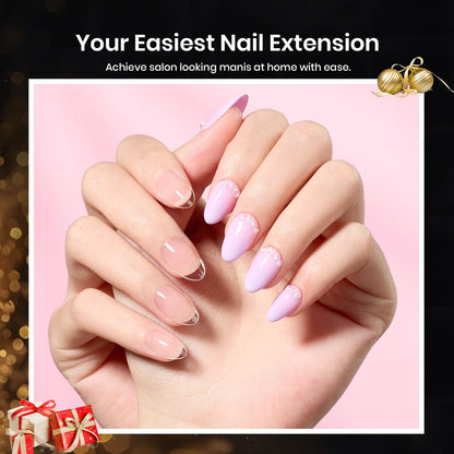 Beetles Gel Nail Kit Medium Almond | 576 Half Matte Tips, Primer, Dehydrator, Glue, Mini UV Lamp