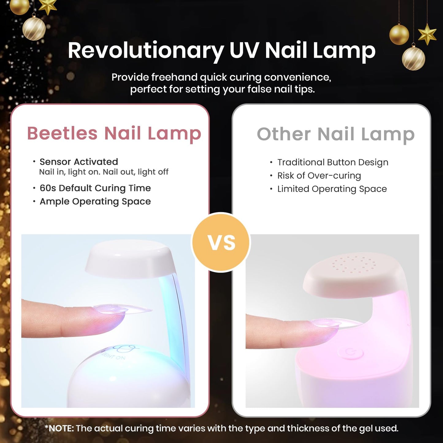 Beetles Gel Nail Kit Medium Almond | 576 Half Matte Tips, Primer, Dehydrator, Glue, Mini UV Lamp