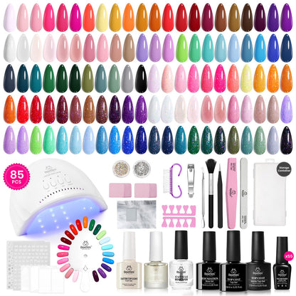 Beetles Gel Polish Kit 85 Pcs with UV LED Lamp 55 Colors for At-Home Manicures