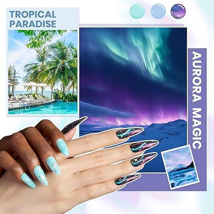 Beetles Gel Nail Polish Kit with UV Light — 108 PCS, 55 Colors, Base & Top Coats, Glitter & Cat Eye Set