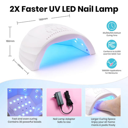 Beetles Gel Nail Polish Kit with UV/LED Lamp – 100 Colors, 133-Piece Set