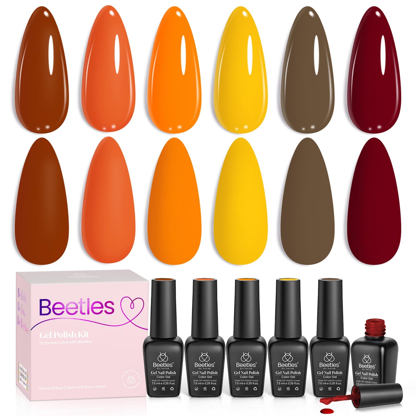 Beetles Gel Nail Polish Set – 6 Autumn Colors for At-Home Manicures