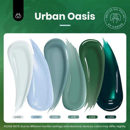 Beetles Gel Nail Polish Set – 6 Colors, 15ml Each, Misty Gray to Dark Green | Soak Off UV/LED Kit