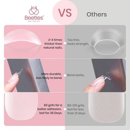 Beetles Gel Nail Tips 576Pcs – Extra Short Almond Half Matte Press-On Nail Tips for Easy DIY Extensions