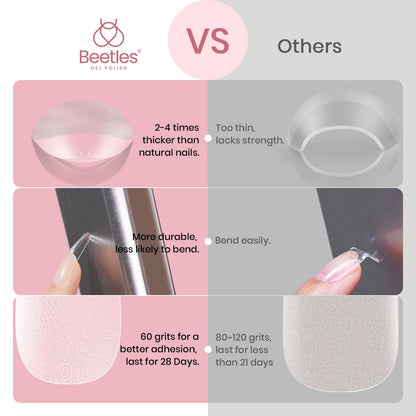 Beetles Gel Nail Tips Long Square – 288 Pcs Half Matte Pre-Shaped Press-On Nails for DIY Extensions