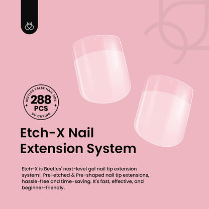 Beetles Gel Nail Tips 288Pcs – Extra Short Square Half Matte Etch-X for Fast DIY Extensions
