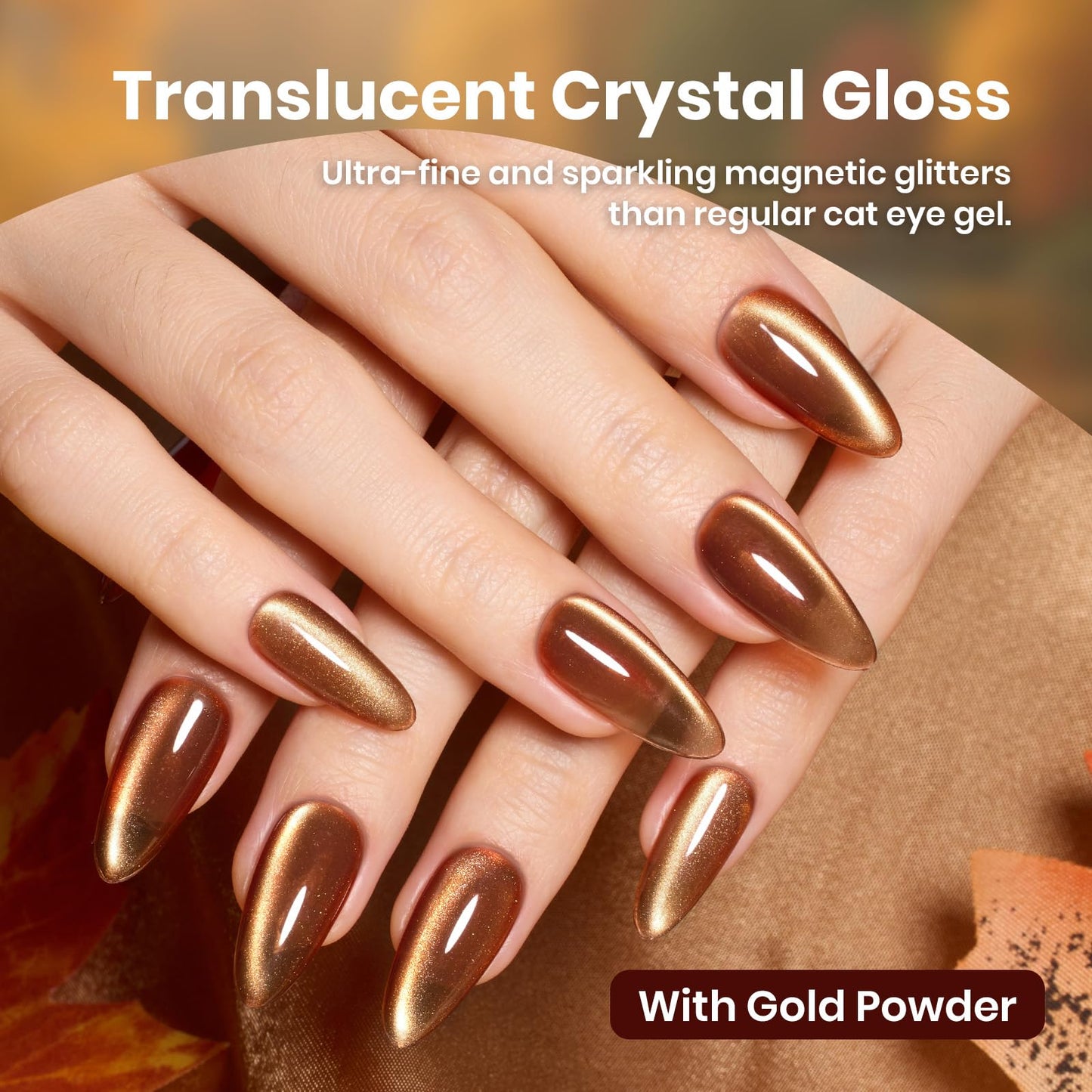 Beetles Gel Polish Golden Mirage Cat Eye Set – 6 Magnetic Colors for DIY or Salon Nails